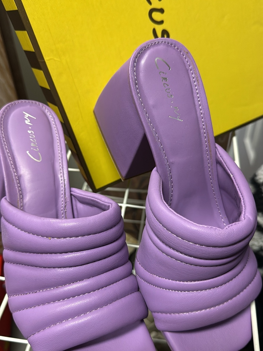 Circus by Sam Edelman Lilac Quilted Block Heel Mules